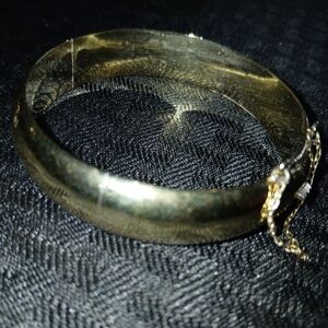 Vintage 9.25 Silver *Gold Bangle Bracelet Fit Small